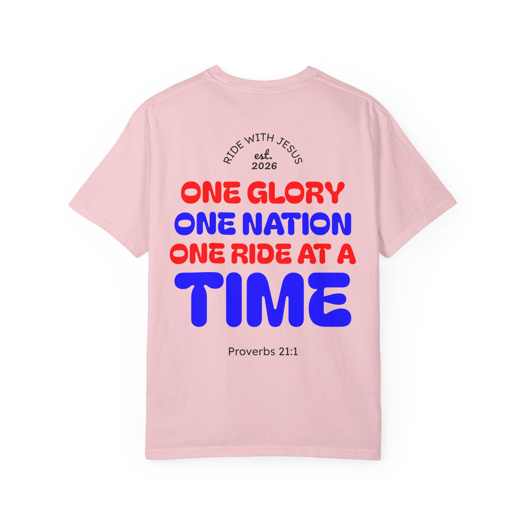 Ride With Jesus T-Shirt — “One Design. One Glory. One Ride at a Time.” Christian Graphic Tee