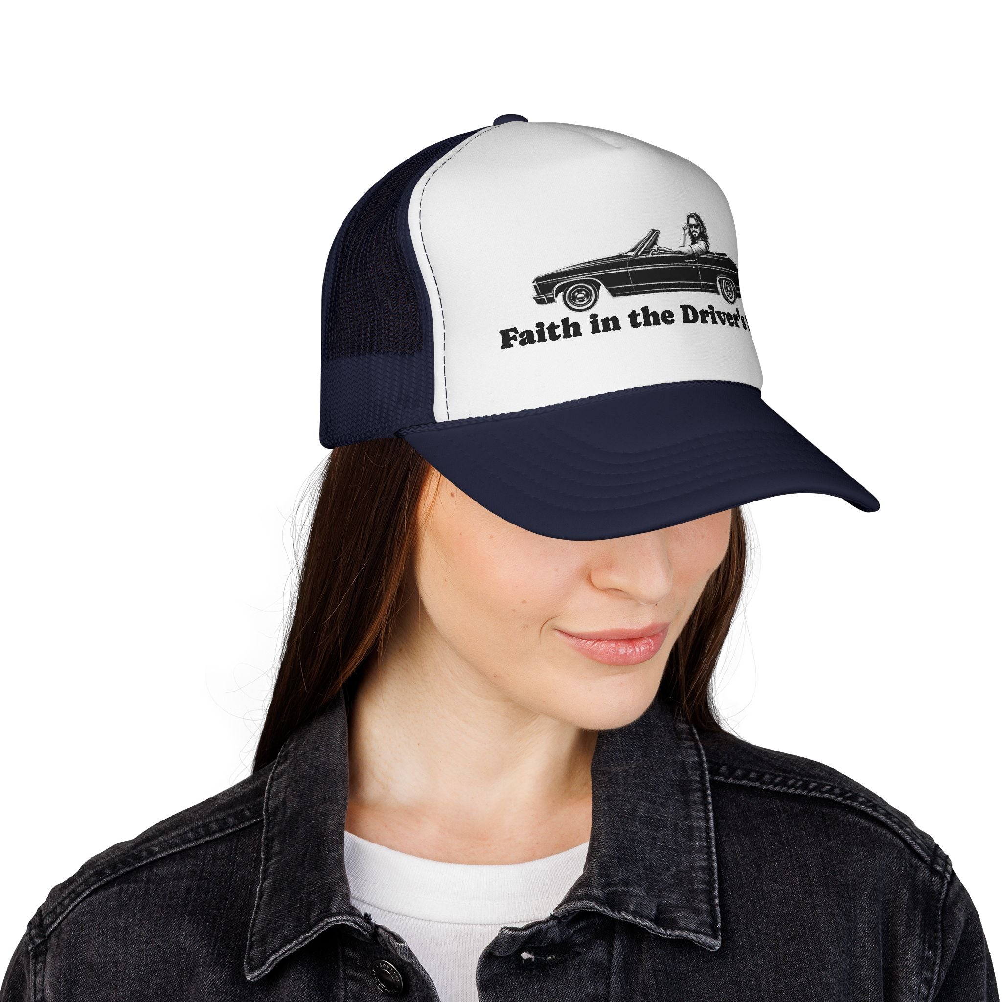 Trucker Cap — "Faith in the Driver's Seat" Vintage Convertible Hat