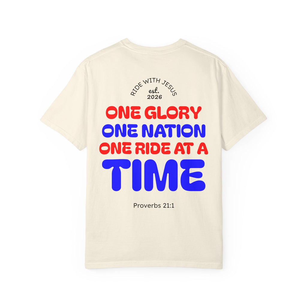 Ride With Jesus T-Shirt — “One Design. One Glory. One Ride at a Time.” Christian Graphic Tee