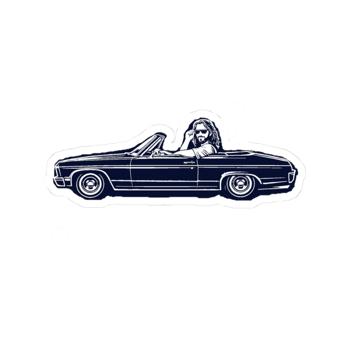 Vintage Convertible Sticker — Retro Road Trip Car Decal (Kiss-Cut)