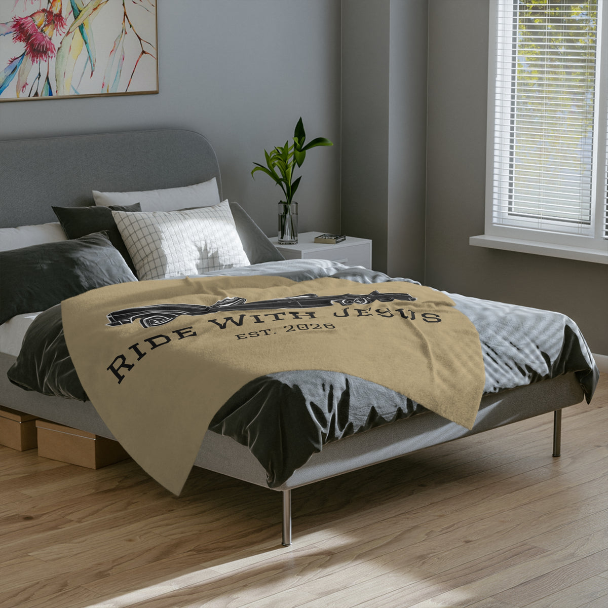 Ride With Jesus Microfiber Blanket — Vintage Convertible Faith Throw (Est. 2026)