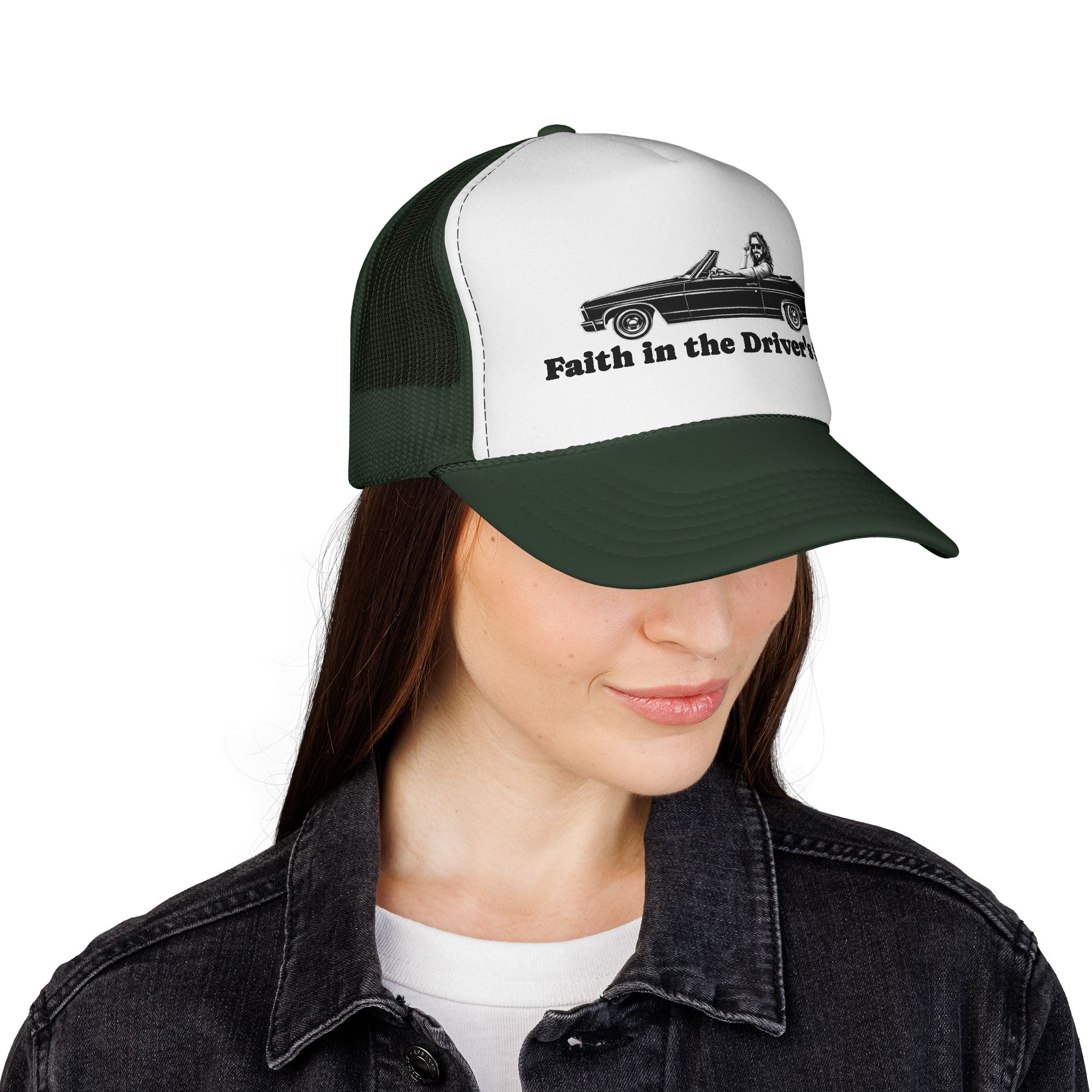 Trucker Cap — "Faith in the Driver's Seat" Vintage Convertible Hat