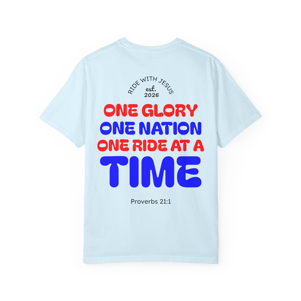Ride With Jesus T-Shirt — “One Design. One Glory. One Ride at a Time.” Christian Graphic Tee