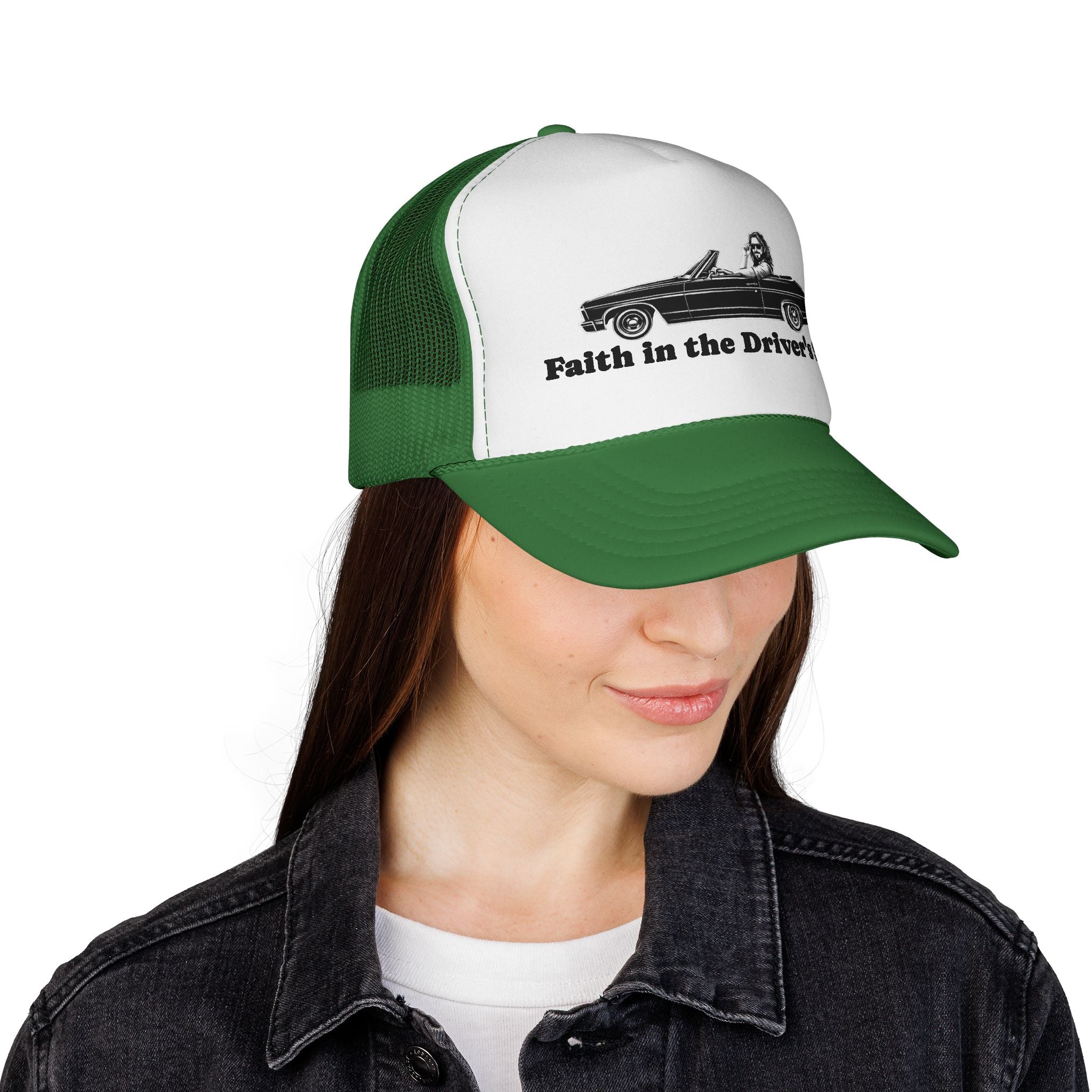 Trucker Cap — "Faith in the Driver's Seat" Vintage Convertible Hat
